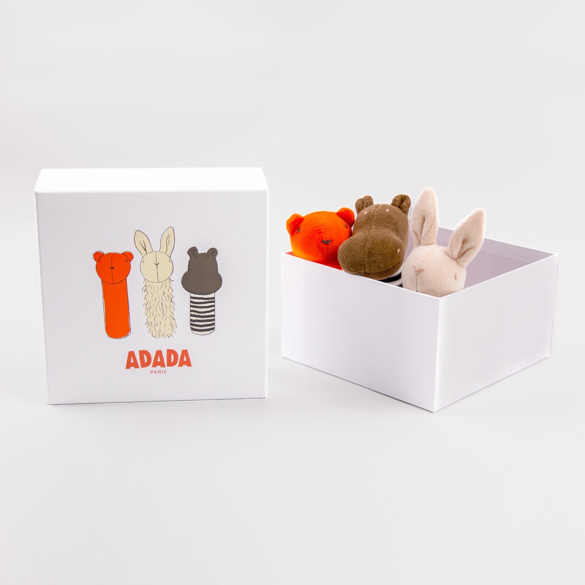 Set of 3 Adada rattles - Momo, Daniel & Jermaine for newborns