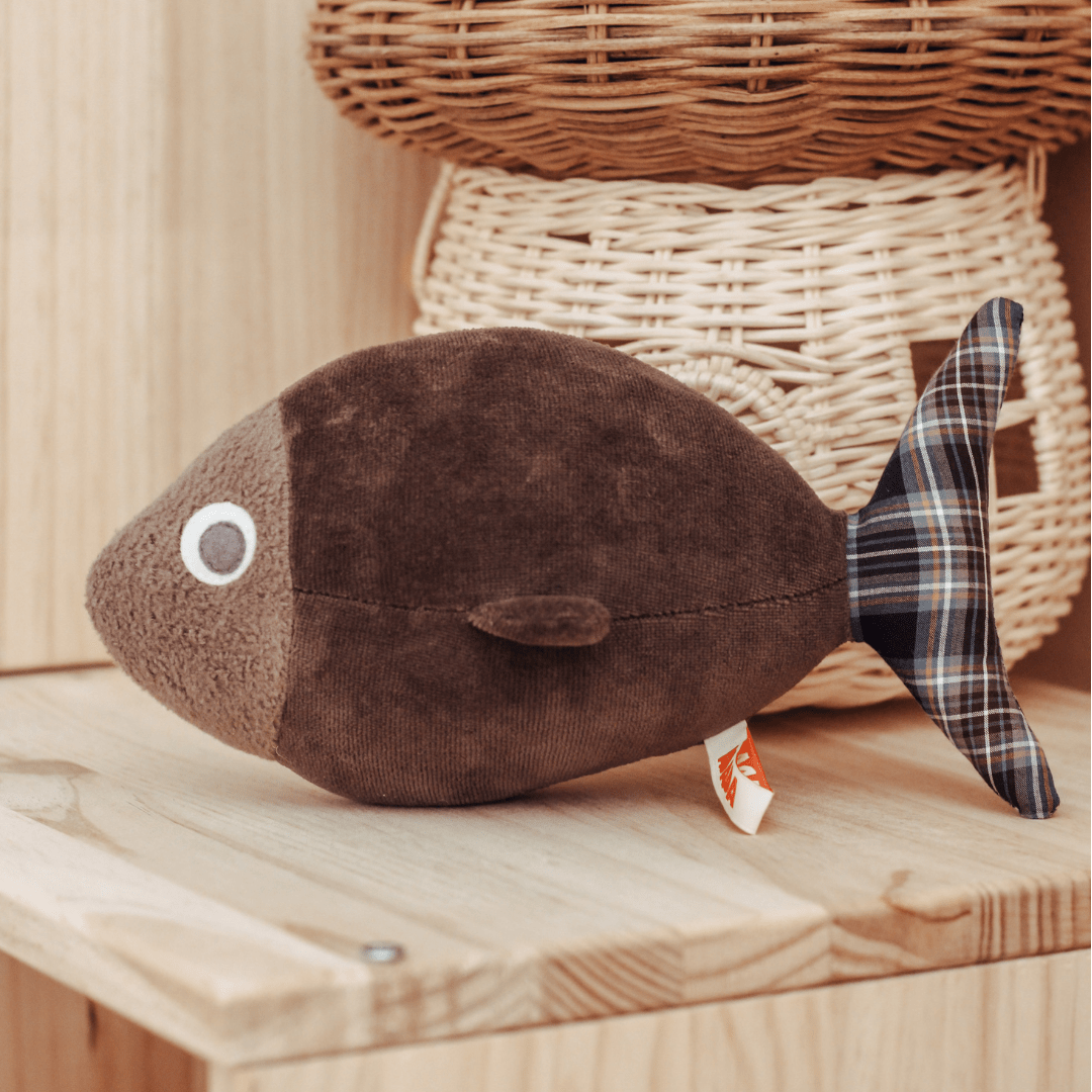 Charles the fish plush - Chocolate color and plaid printed – ADADA