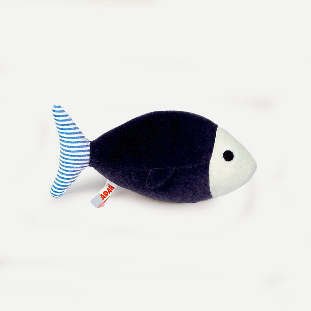 Elliot the fish plushie - Navy blue and striped print – ADADA